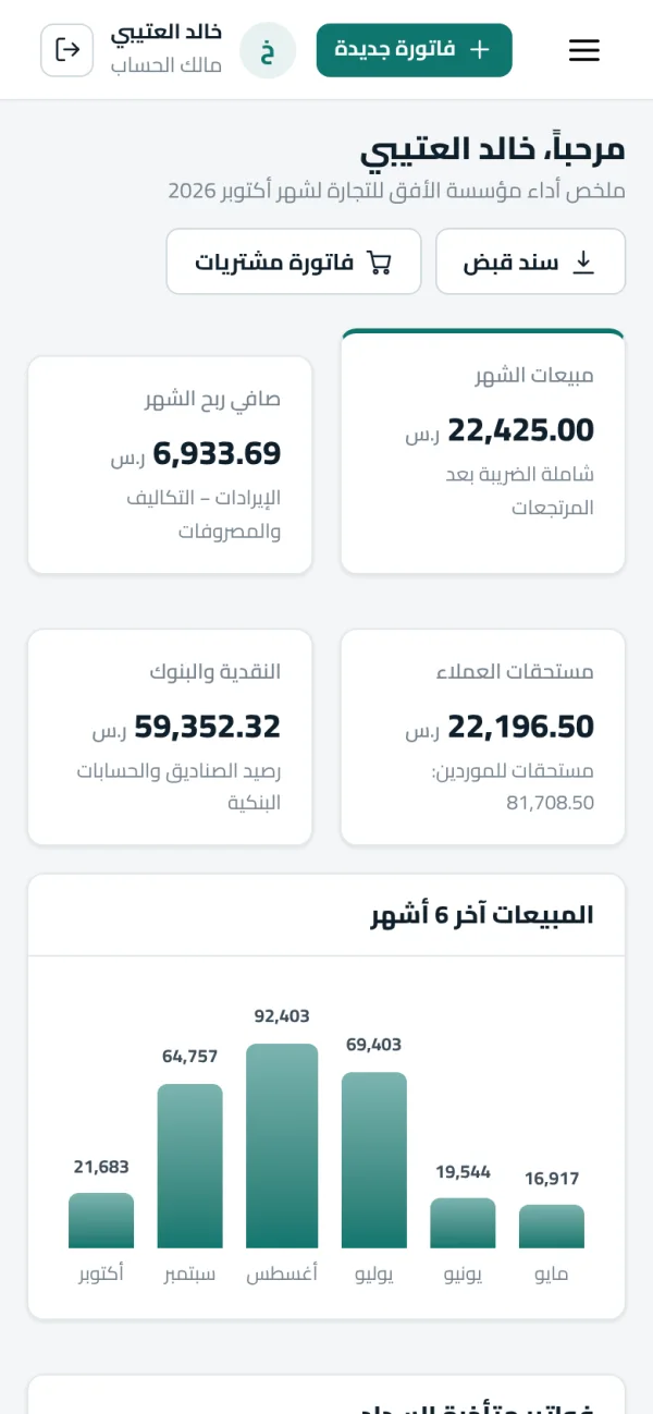 لوحة التحكم على شاشة الجوال